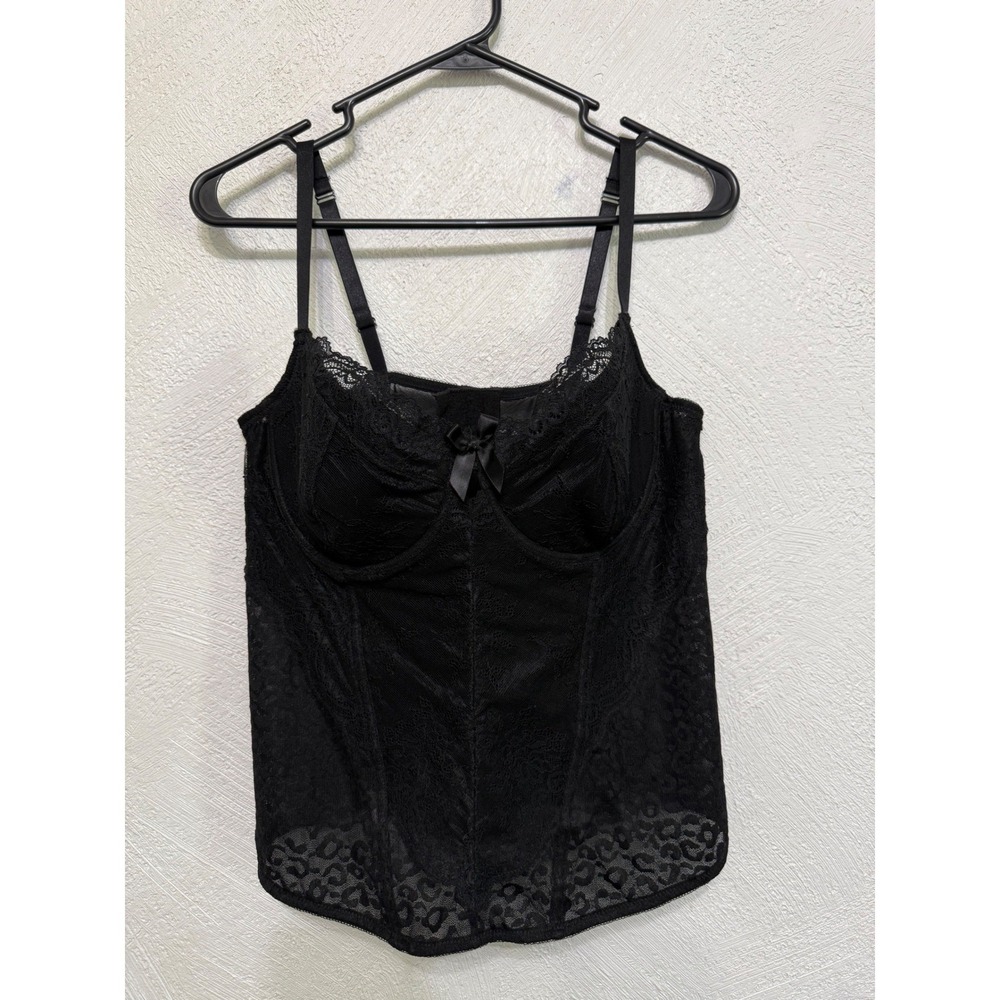 Torrid Size 1 Black Lace Corset Style Bra Spaghetti Strap Lingerie Top - Picture 2 of 6